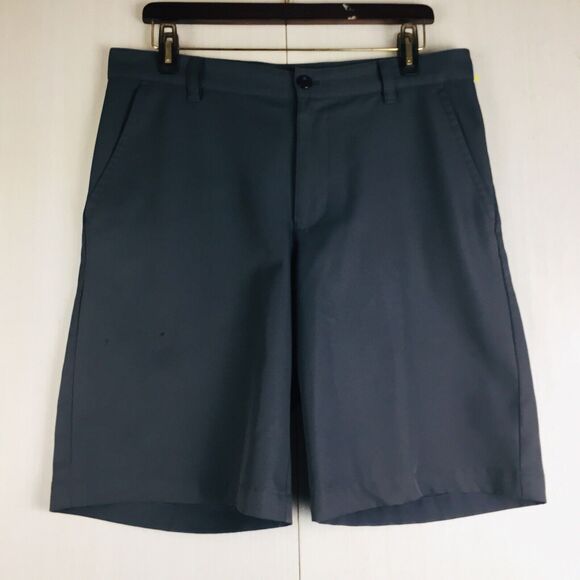 IZOD GOLF Men's Dark Gray Chino Flat Front Athletic Casual Light Shorts Size 32 - Picture 1 of 10